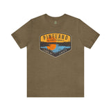Pineland Distressed Camping Badge Athletic Fit Short Sleeve Tee T-Shirt Printify S Heather Olive 