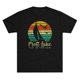 Retro Mott Lake Fun in the Sun Triblend Athletic Shirt T-Shirt Printify Tri-Blend Vintage Black M 