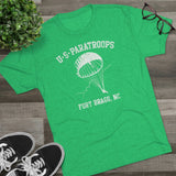 Retro US Paratroops Fort Bragg Triblend Athletic Shirt T-Shirt Printify 