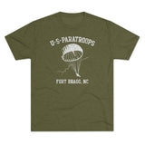 Retro US Paratroops Fort Bragg Triblend Athletic Shirt T-Shirt Printify Tri-Blend Military Green M 