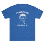 Retro US Paratroops Fort Bragg Triblend Athletic Shirt T-Shirt Printify Tri-Blend Vintage Royal M 