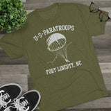 Retro US Paratroops Fort Liberty Triblend Athletic Shirt T-Shirt Printify 