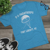 Retro US Paratroops Fort Liberty Triblend Athletic Shirt T-Shirt Printify 