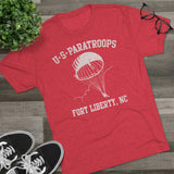 Retro US Paratroops Fort Liberty Triblend Athletic Shirt T-Shirt Printify 