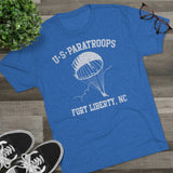 Retro US Paratroops Fort Liberty Triblend Athletic Shirt T-Shirt Printify 