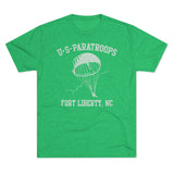 Retro US Paratroops Fort Liberty Triblend Athletic Shirt T-Shirt Printify Tri-Blend Envy M 