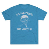 Retro US Paratroops Fort Liberty Triblend Athletic Shirt T-Shirt Printify Tri-Blend Vintage Turquoise M 