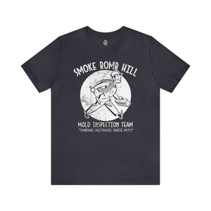 Smoke Bomb Hill Mold Inspection Distressed Insignia - Unisex Jersey Short Sleeve Tee T-Shirt Printify Heather Navy S 