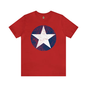 US Air Corps Star Emblem Distressed Insignia - Unisex Jersey Short Sleeve Tee T-Shirt Printify Red S 